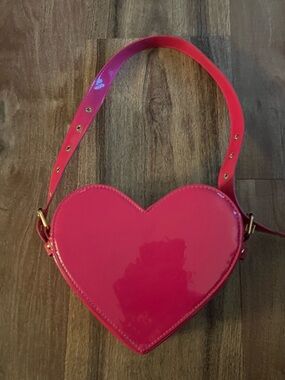 Dolls Kill Hot Pink Patent Heart Crossbody Bag